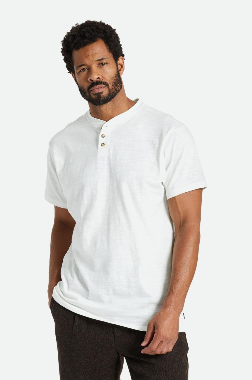 Brixton Basic Slub S/S Henley ニットウェア メンズ 白 | ZIHUT1762