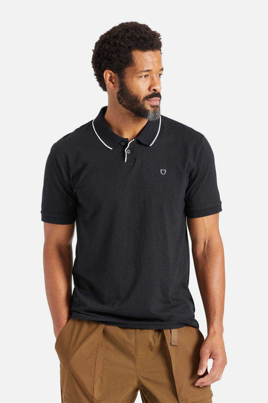 Brixton Proper S/S Polo ニットウェア メンズ 黒 | WPTSB5187