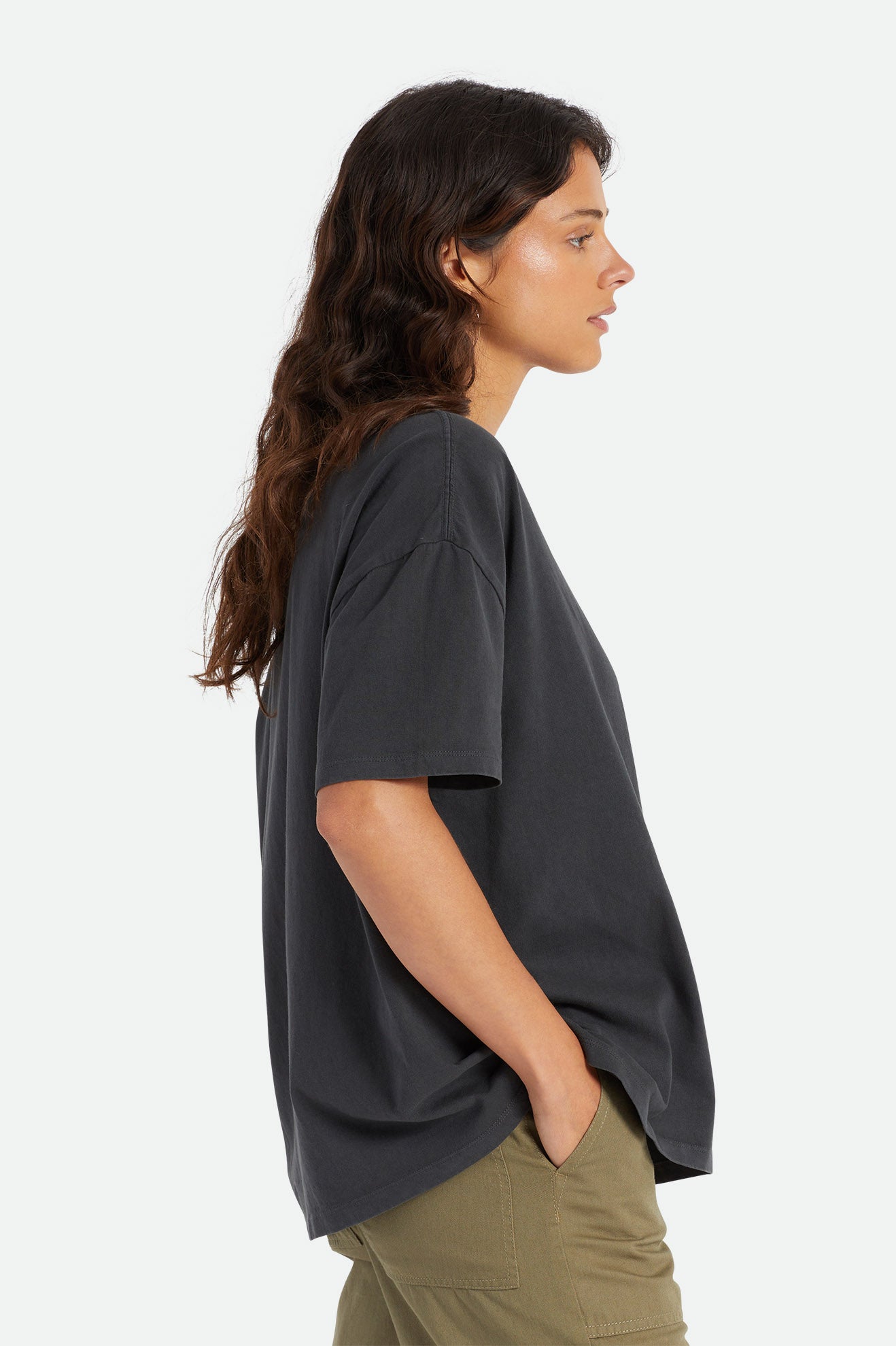 Brixton Oversized Boyfriend Tee トップス レディース 黒 | GCXEV8452